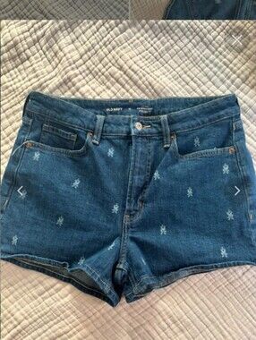 Old Navy Sz 12  High Rise OG Straight Blue Denim Shorts